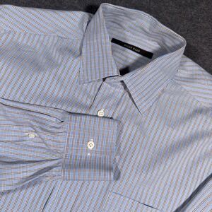 Billy Reid Button Up Shirt Mens XL Blue Plaid Made in Italy Cotton Long Sleeve